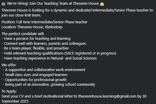 Klerksdorp vacancy