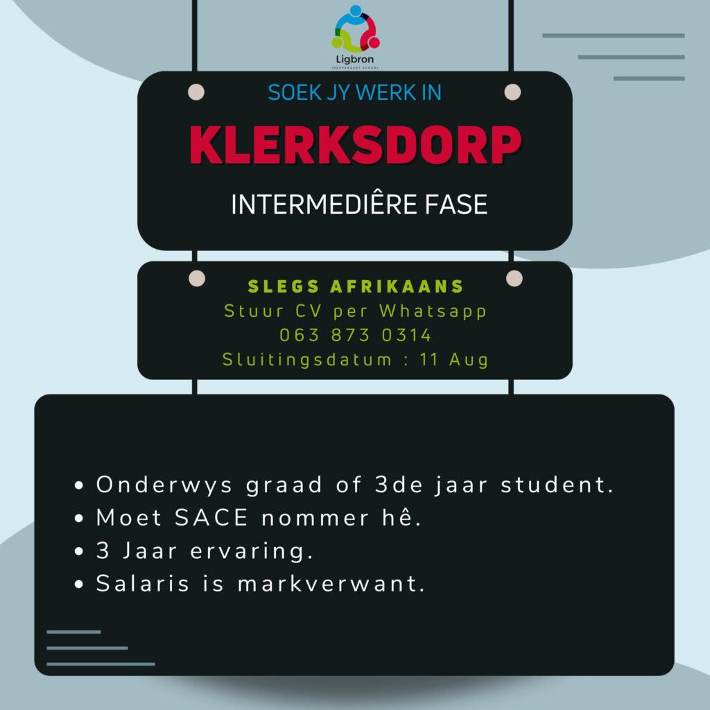 Intermediary Phase Educator klerksdorp vacancy