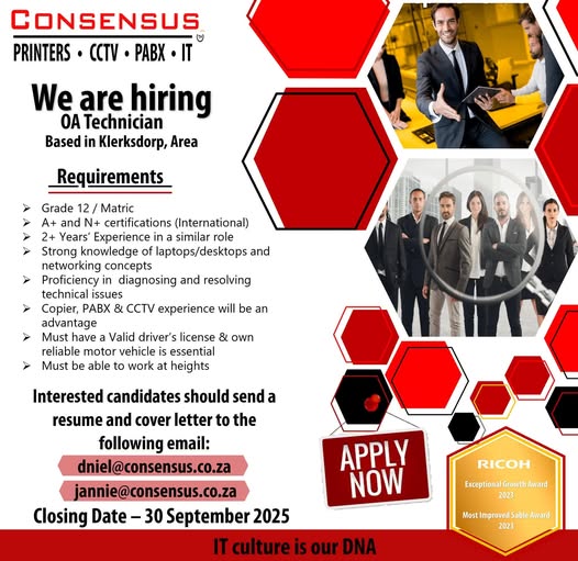 OA technician - Klerksdorp