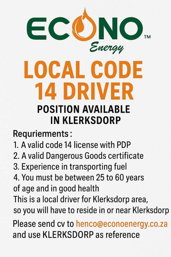 Code 14 driver klerksdorp