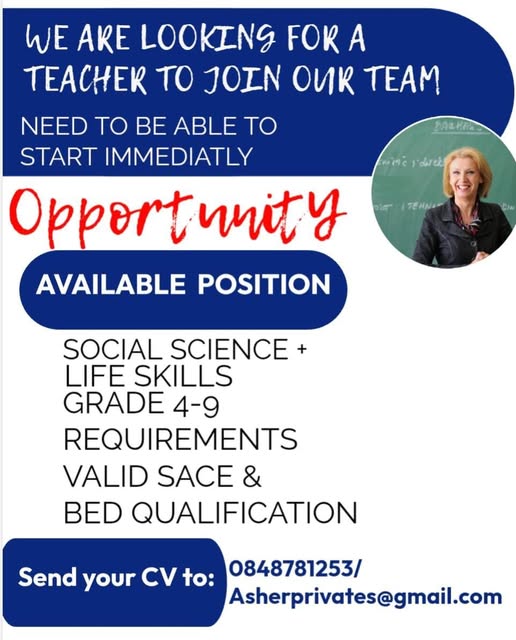 Grade 4-9 Teacher- Klerksdorp
