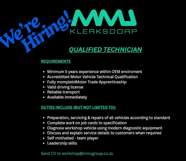 QUALIFIED TECHNICIAN Klerksdorp