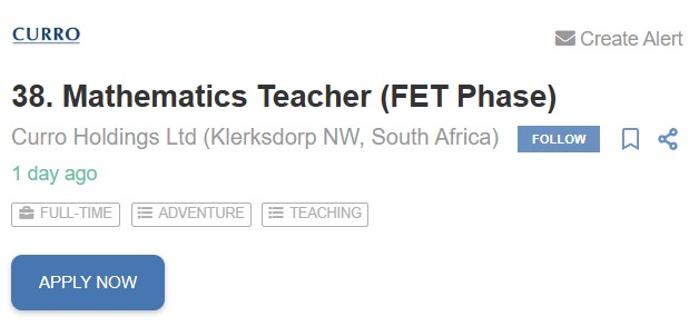 FET Maths teacher vacancy Klerksdorp