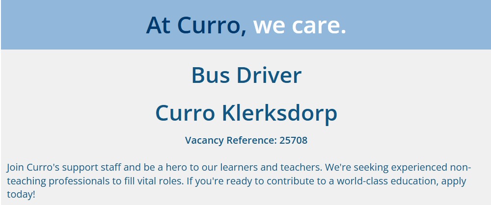 Bus driver Klerksdorp