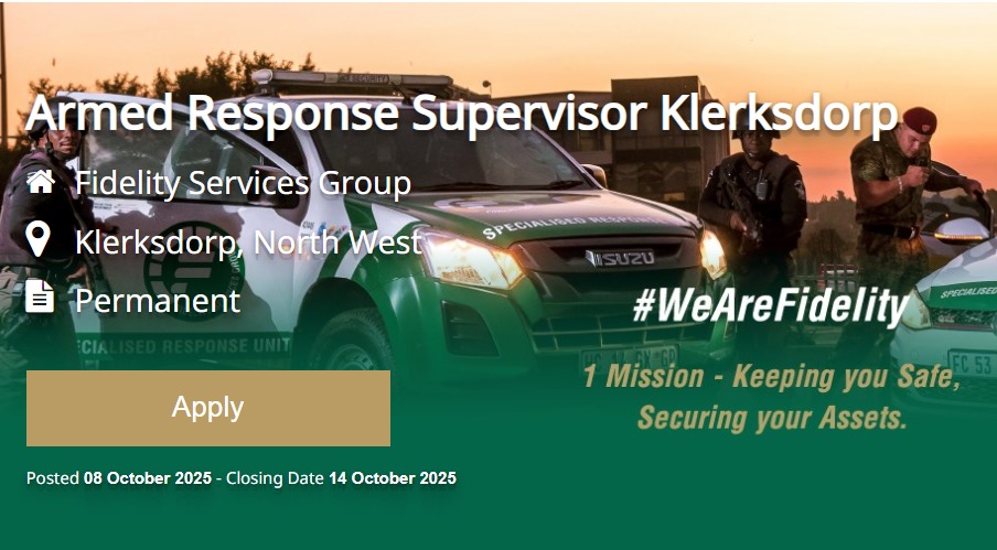 armed response supervisor vacancy klerksdorp