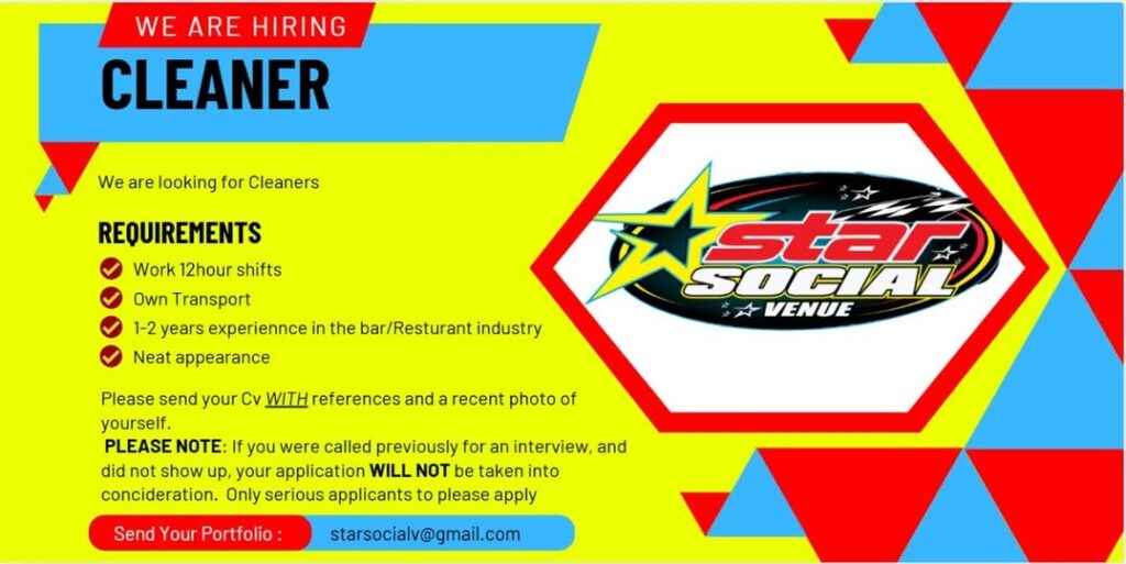 cleaner vacancy klerksdorp