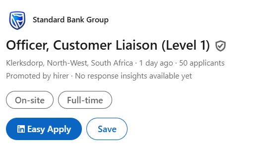 customer liason officer vacancy klerksdorp