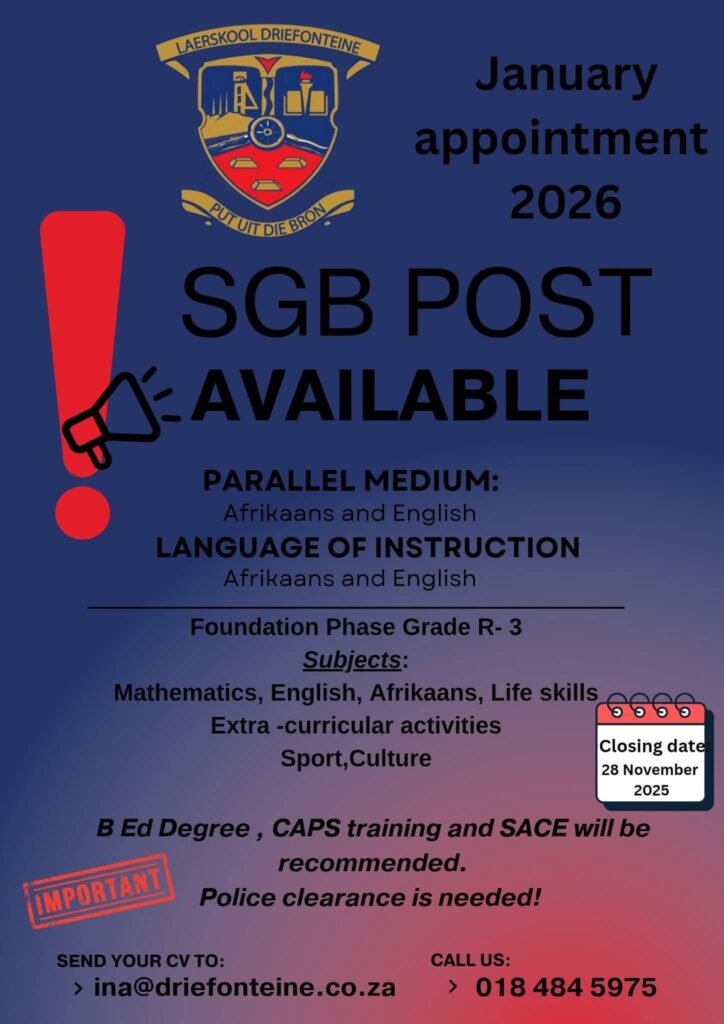 foundation phase teacher vacancy klerksdorp