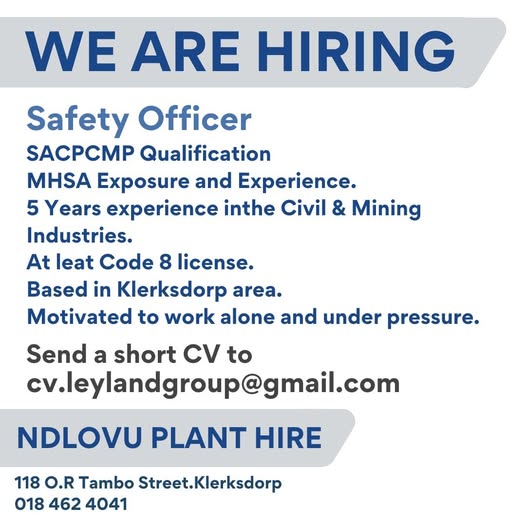 safety officer vacancy klerksdorp