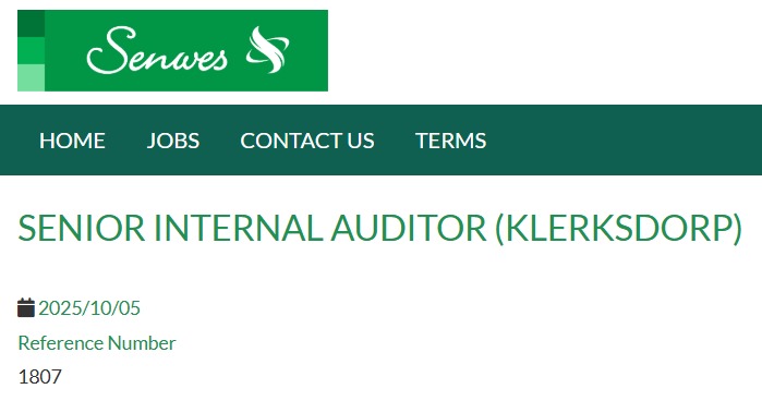 senior internal auditor vacancy klerksdorp
