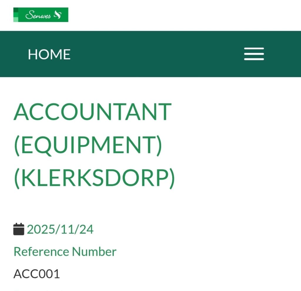accountant equipment vacancy klerksdorp