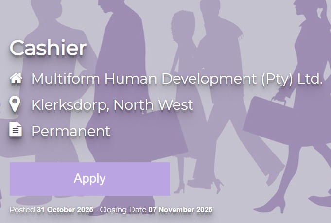 cashier vacancy klerksdorp