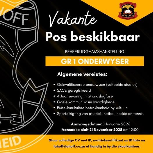 gr 1 teacher vacancy klerksdorp