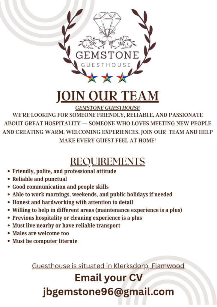 hospitality position vacancy klerksdorp