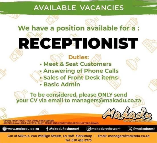 receptionist vacancy klerksdorp (2)
