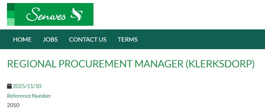 regional procurement manager vacancy klerksdorp