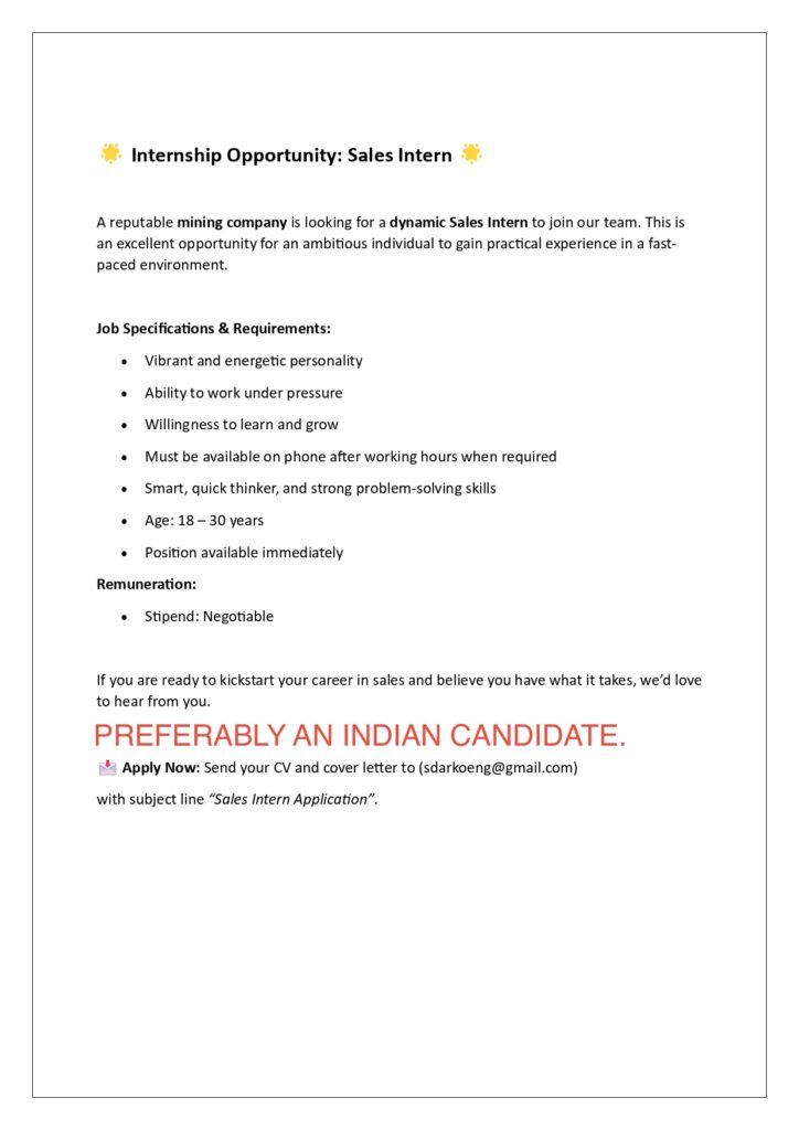 sales internship