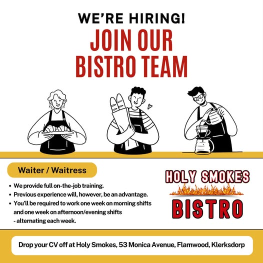 waiter vacancy klerksdorp