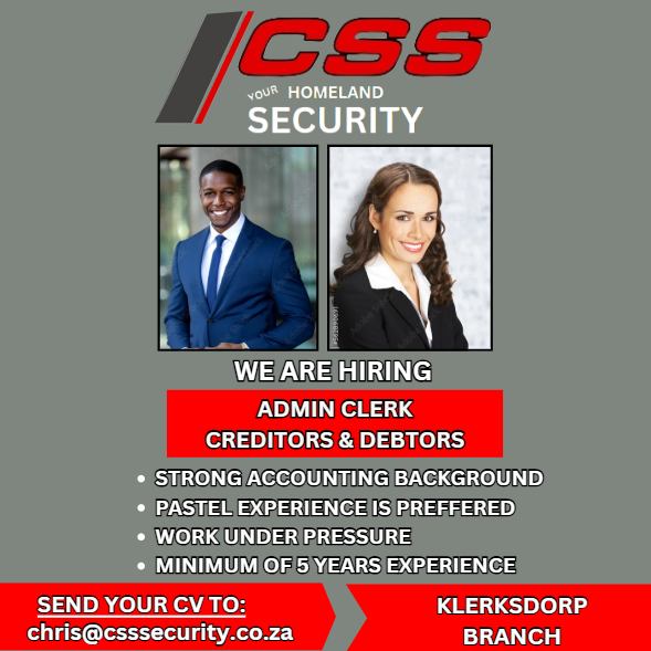 admin clerk vacancy klerksdorp