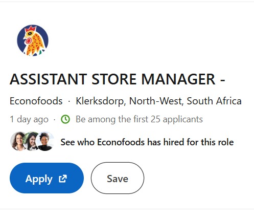assistant store manager vacancy klerksdorp