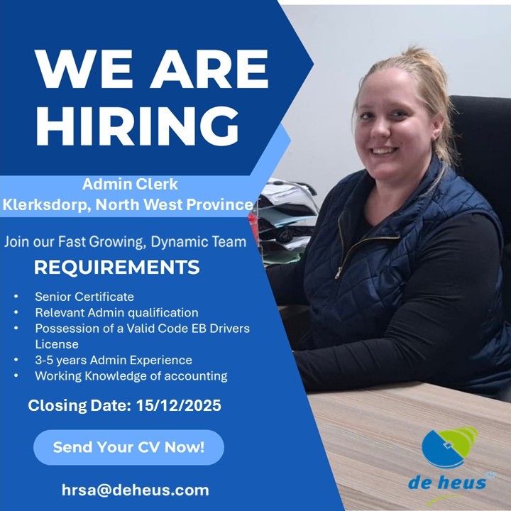 admin clerk vacancy klerksdorp