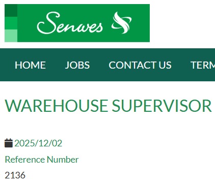 warehouse supervisor vacancy klerksdorp
