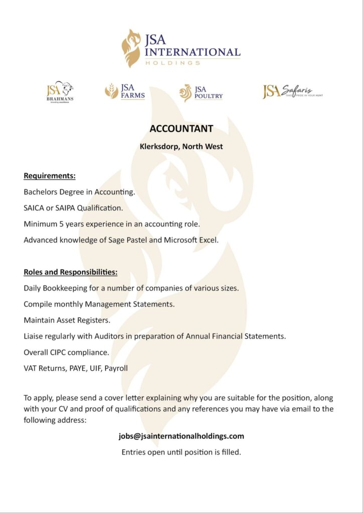 Accountant vacancy Klerksdorp