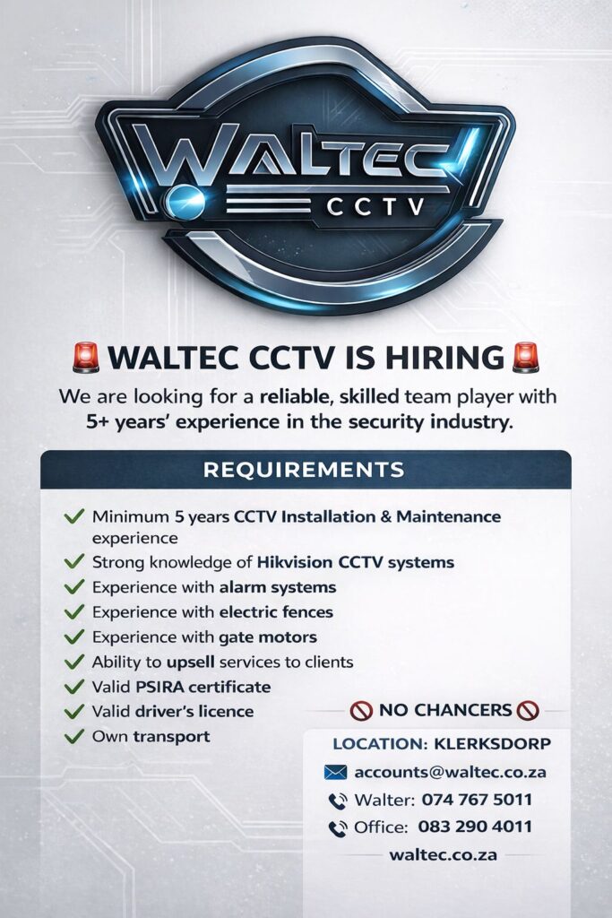 CCTV Technician Klerksdorp vacancy