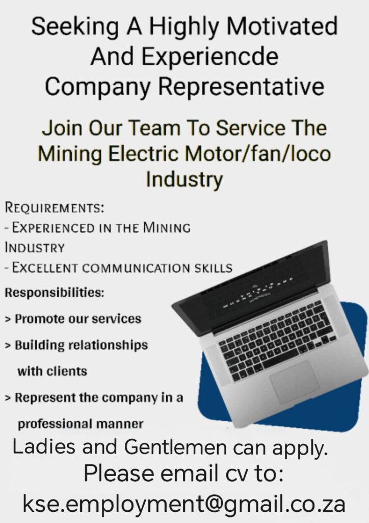 Company Representative Klerksdorp vacancy