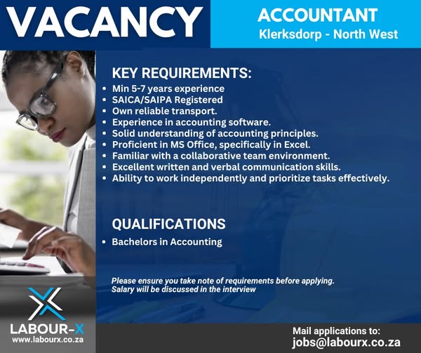 Accountant vacancy Klerksdorp