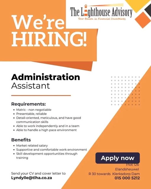 Administration Assistant – Klerksdorp vacancy