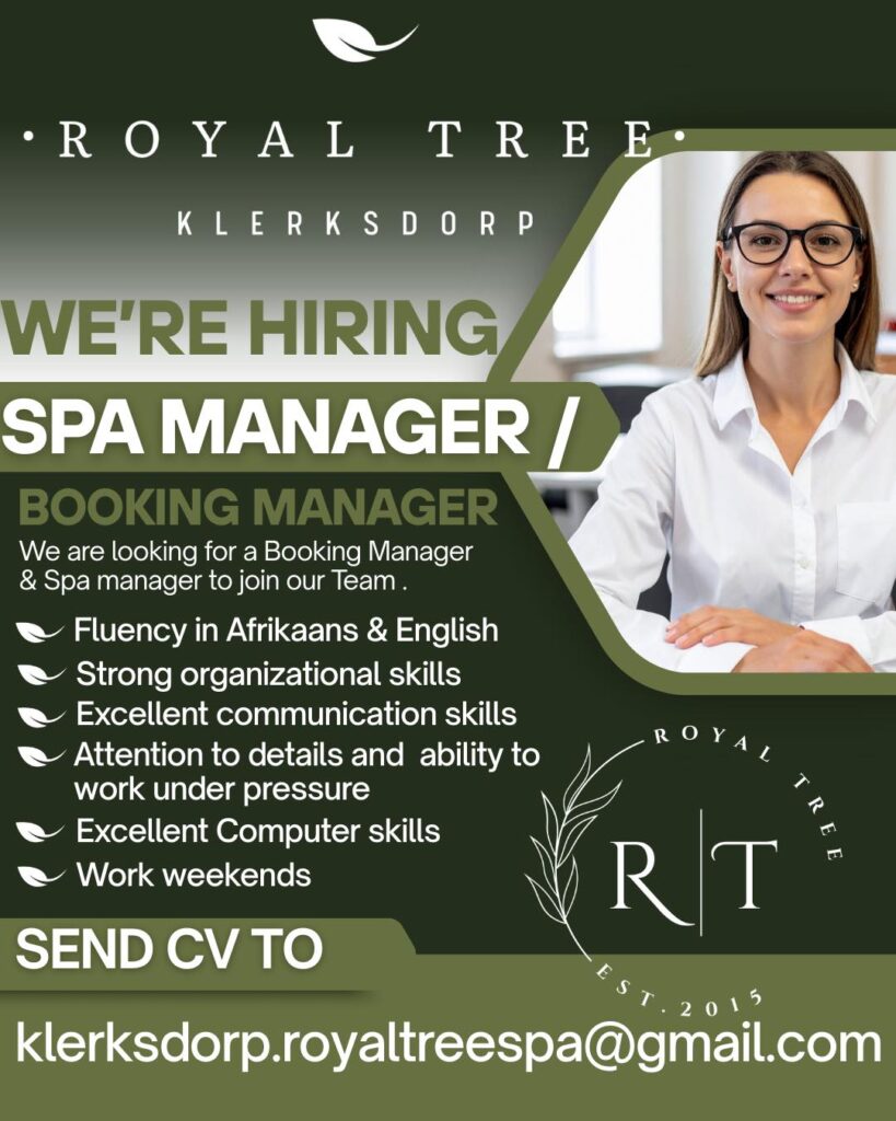 Spa Manager Klerksdorp vacancy