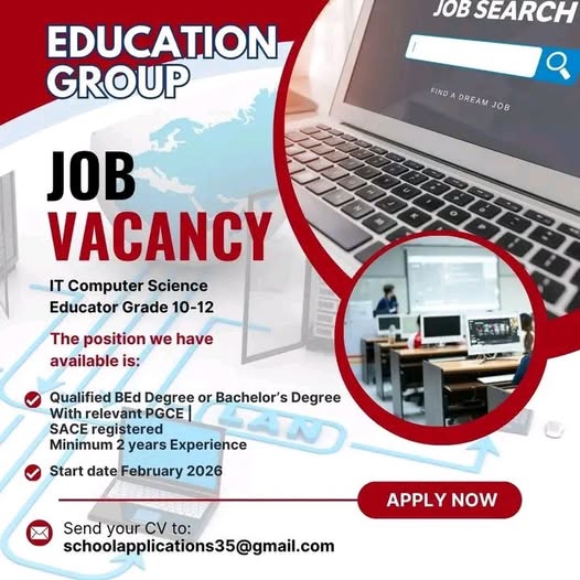 IT Computer Science Educator (Grades 10–12) vacancy Klerksdorp