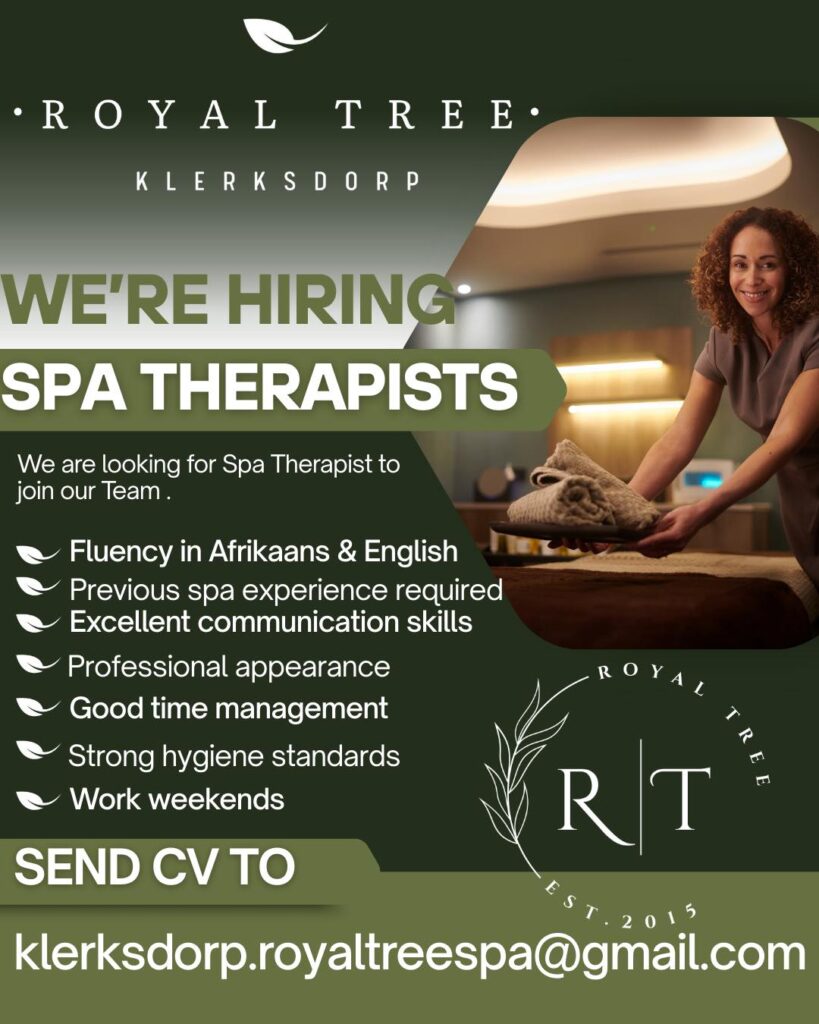 Spa Therapist vacancy Klerksdorp