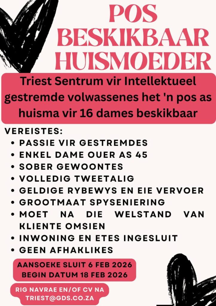 House Mother - Klerksdorp vacancy