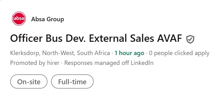 Business Development Officer Klerksdorp vacancy