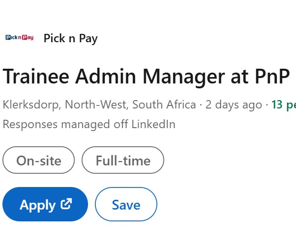 Trainee Admin Manager klerksdorp vacacny