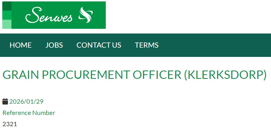 Grain Procurement officer klerksdorp vacancy