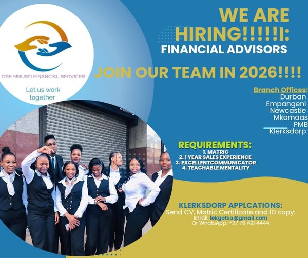 Financial advisor Klerksdorp vacancy
