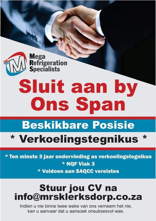 Refrigeration Technician - Klerksdorp vacancy