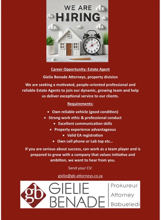 estate agent vacancy klerksdorp