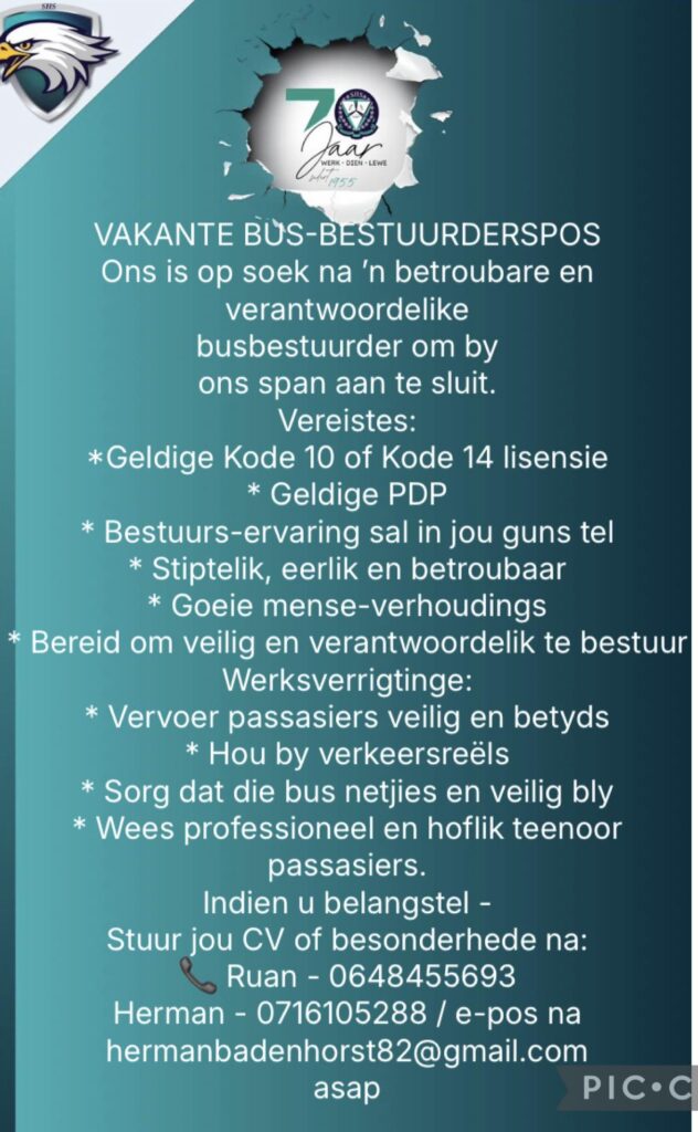 Bus Driver - Klerksdorp vacancy