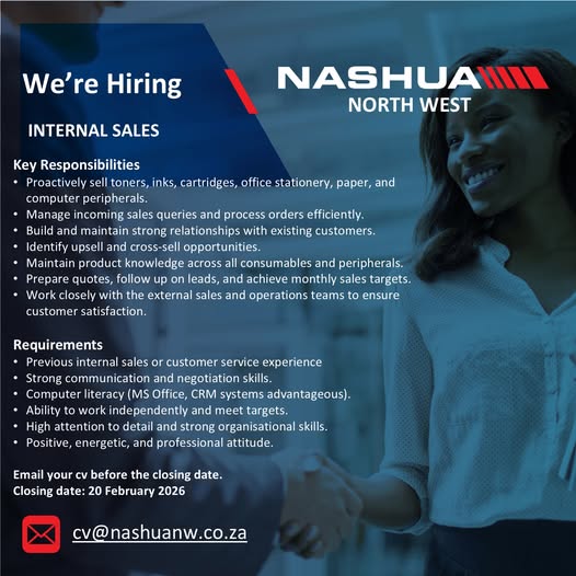 Internal Sales - Klerksdorp vacancy