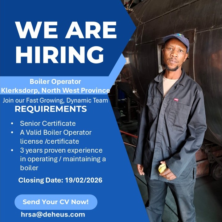 Boiler Operator - Klerksdorp vacancy