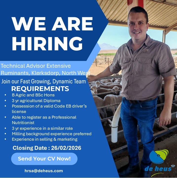 Technical Advisor – Extensive Ruminants - Klerksdorp vacancy