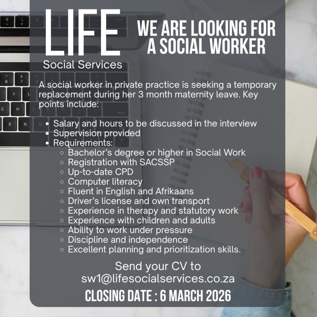 Social Worker - Klerksdorp vacancy