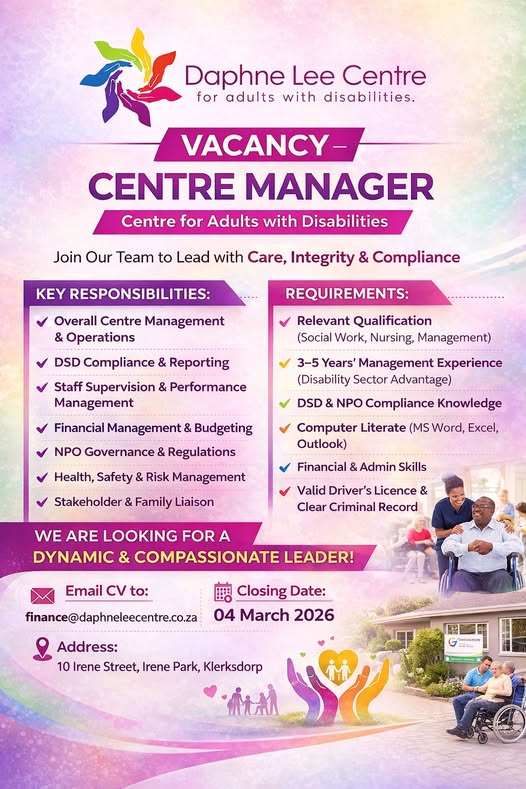 Centre Manager - Klerksdorp vacancy