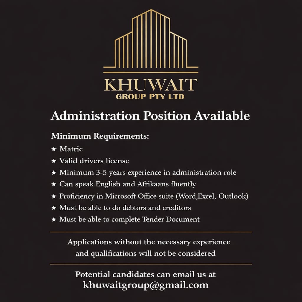Administration Position - Klerksdorp vacancy