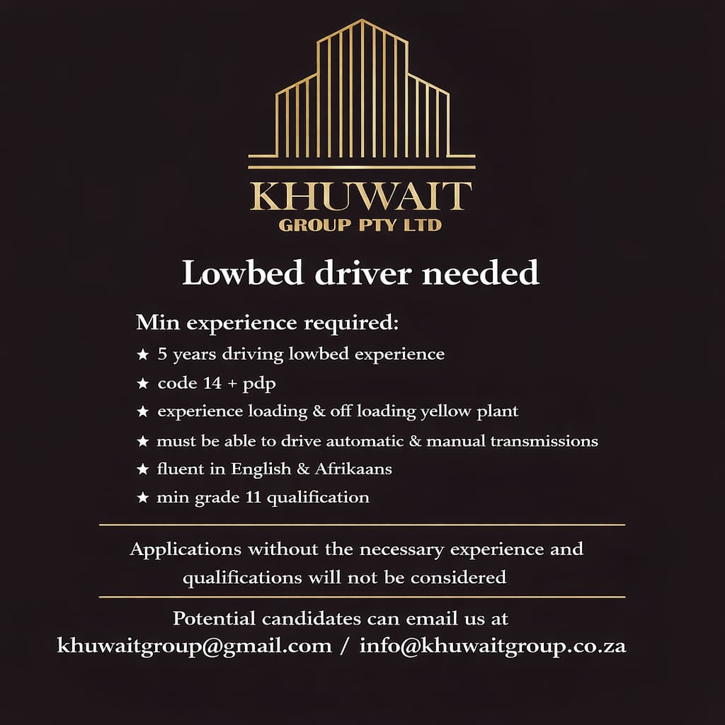 Lowbed Driver - Klerksdorp vacancy