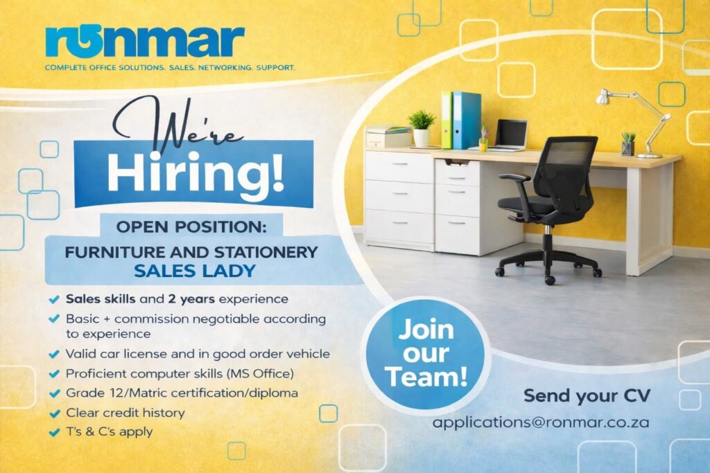 Furniture and Stationery Sales Lady - Klerksdorp vacancy